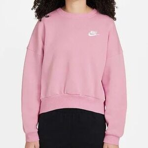 Nike Sweatshirt Girls Size M Pink New Crewneck Fleece Pullover FD2923-690